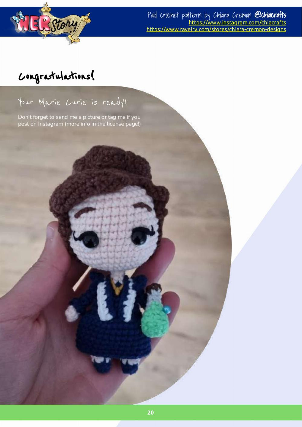 Marie CUrie doll crochet pattern