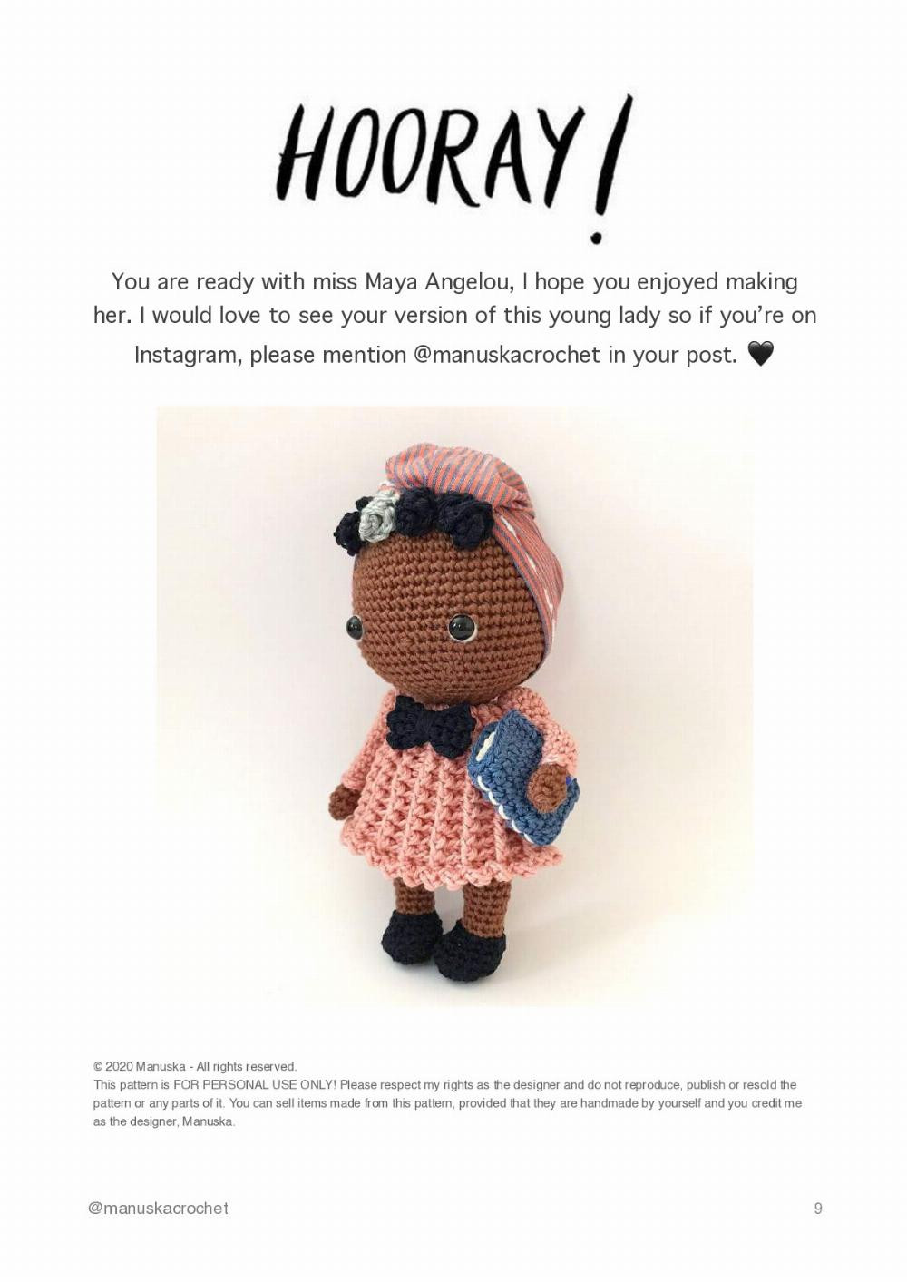 Maya Angelou - crochet pattern doll