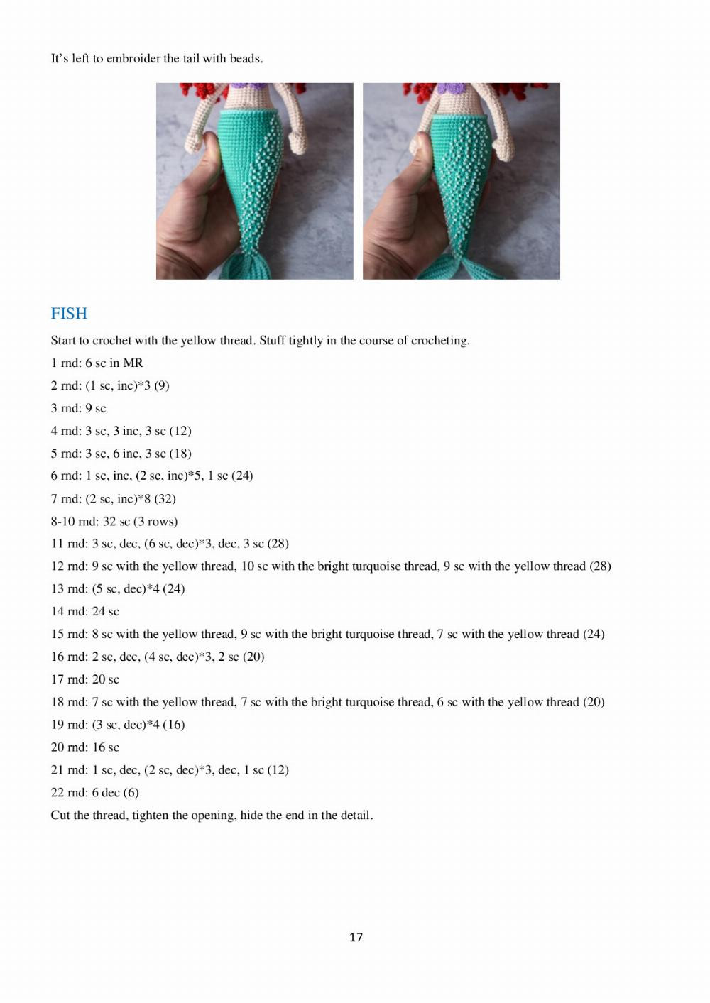 mermaid adn fish crochet pattern