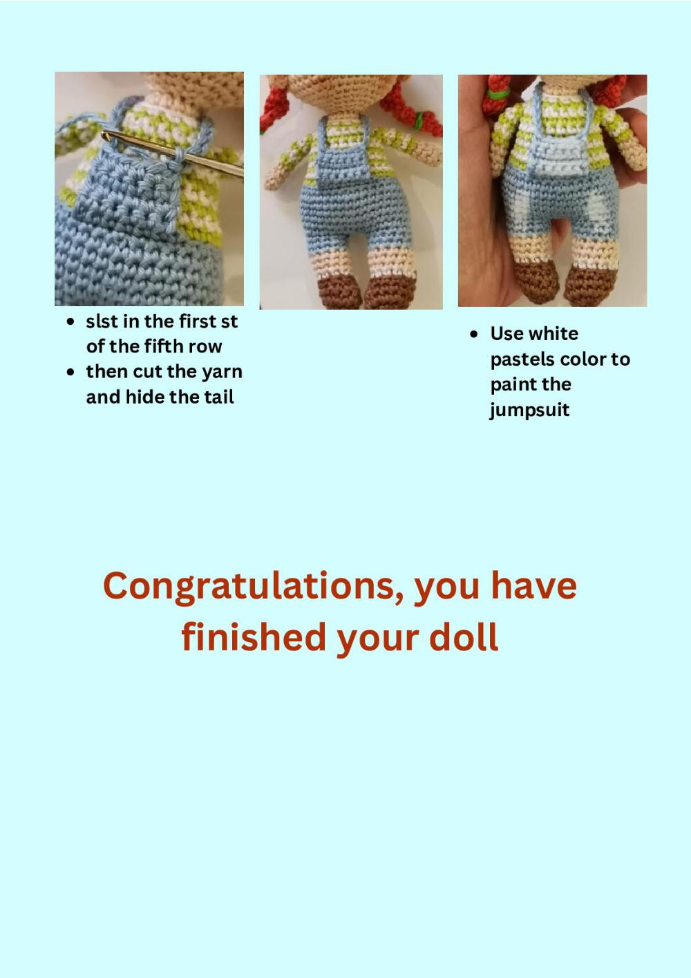 Mia Doll  wear overalls crochet pattern