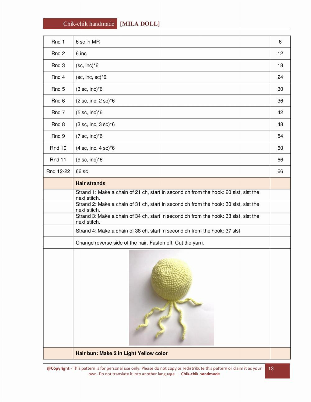 MILA DOLL Pattern