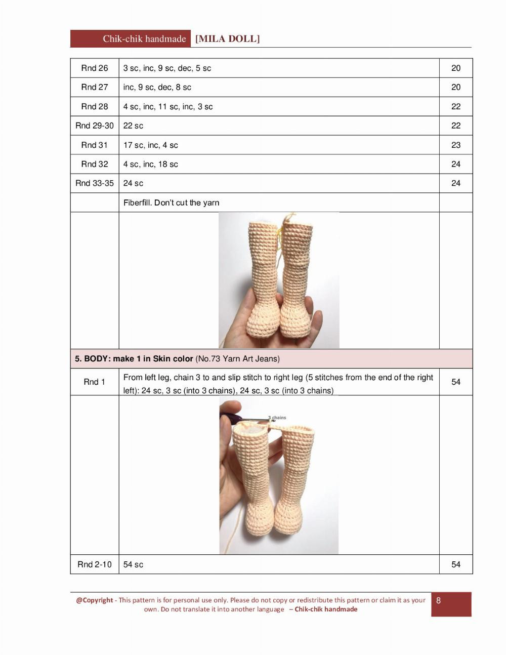 MILA DOLL Pattern