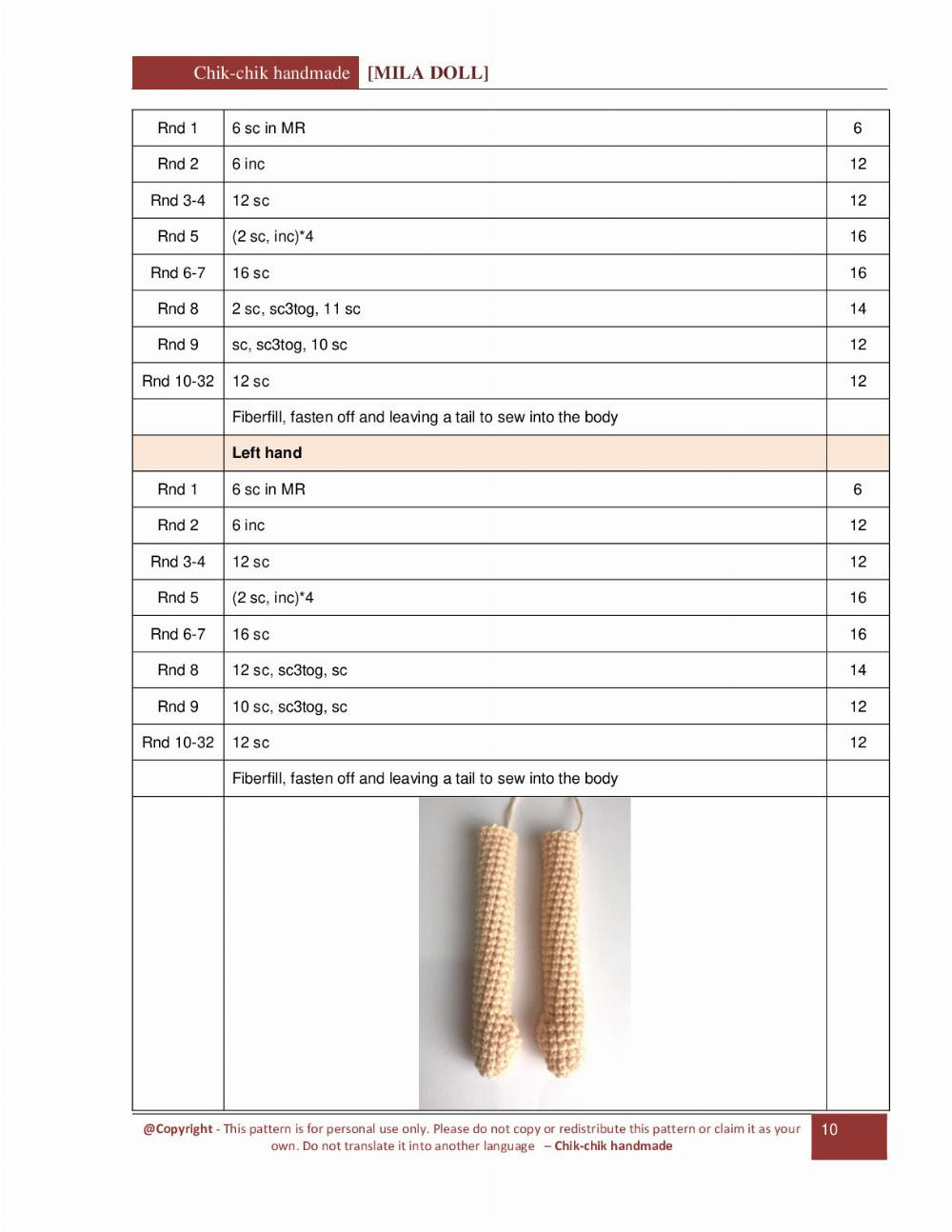 MILA DOLL Pattern