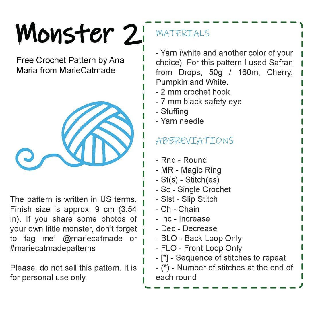 monster 2 free crochet pattern