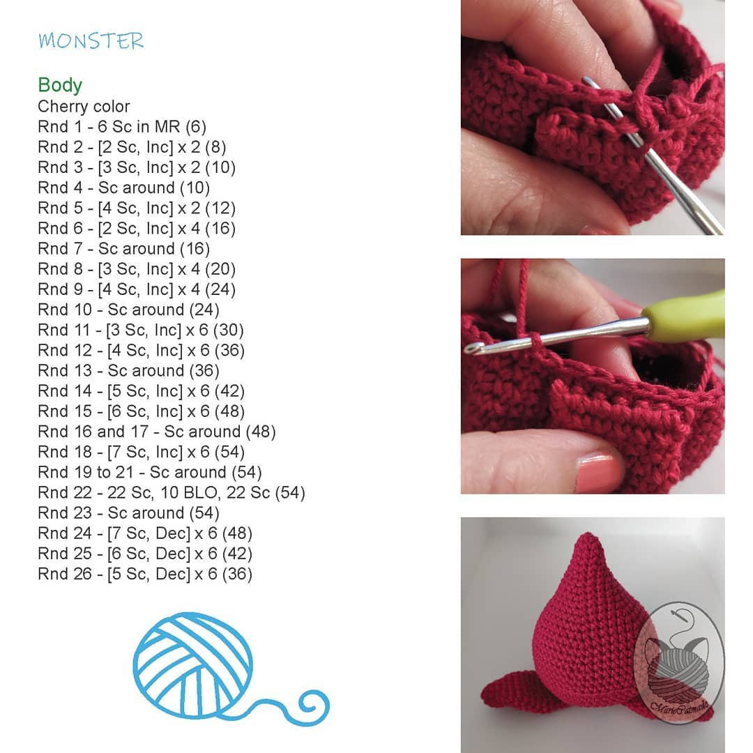 monster 2 free crochet pattern