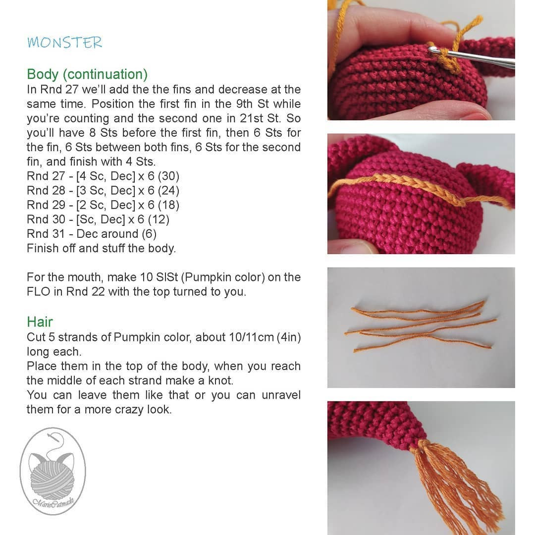 monster 2 free crochet pattern