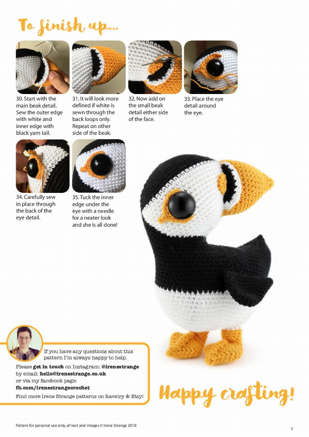 Muffin The Puffin amigurumi pattern