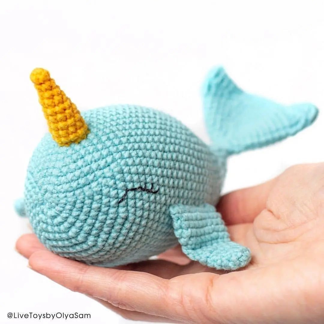 Narwhal, one-horned dolphin crochet pattern