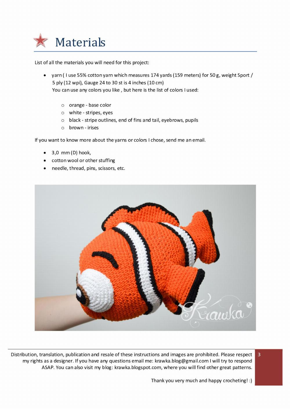 NEMO fish Crochet pattern