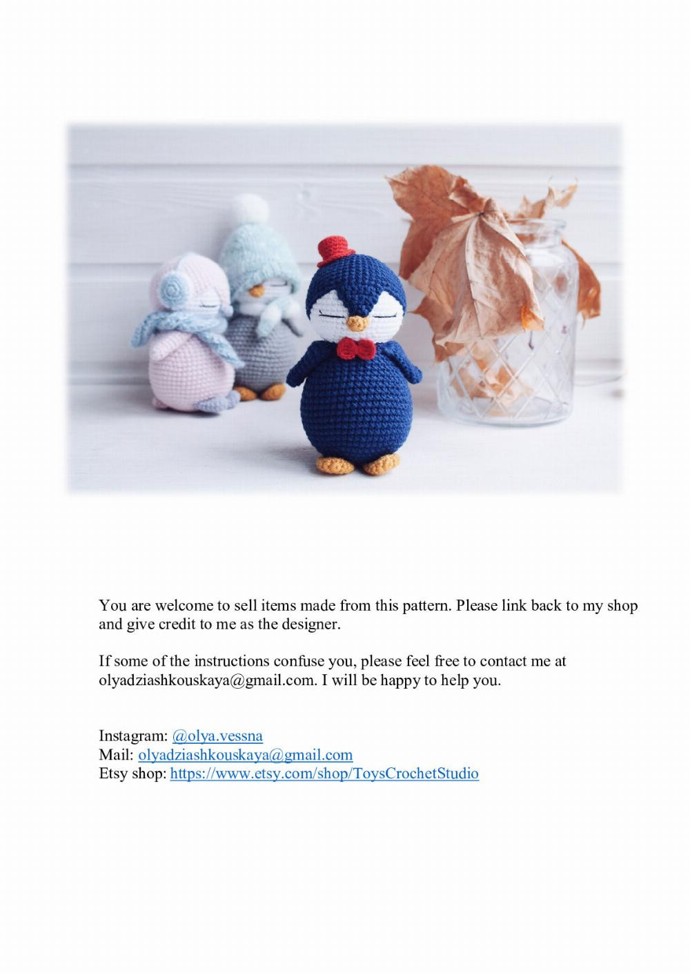 October 2018 Crochet Penguins Pattern