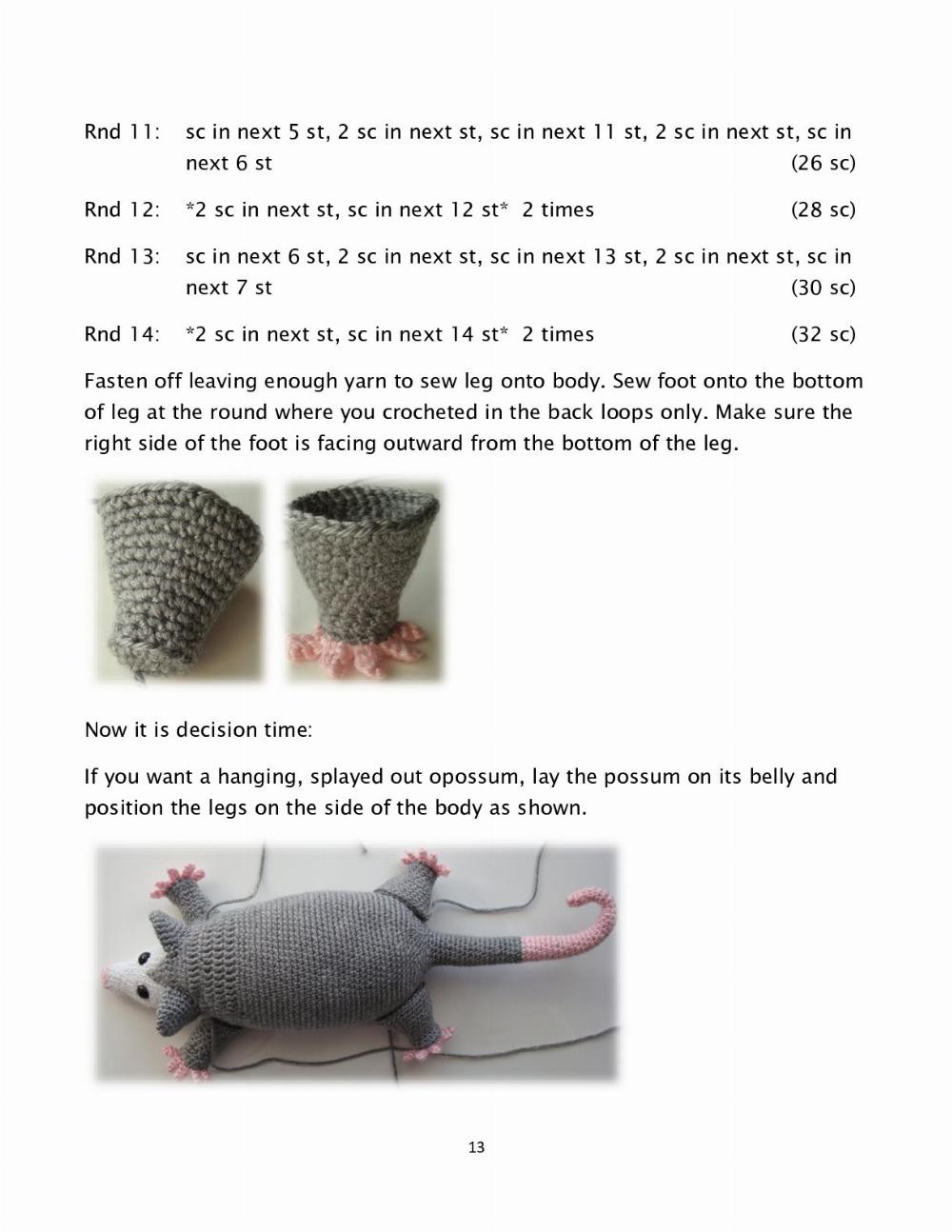 Opossum crochet pattern