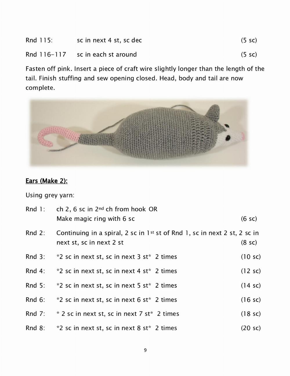 Opossum crochet pattern