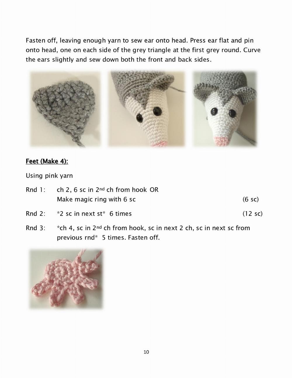 Opossum crochet pattern