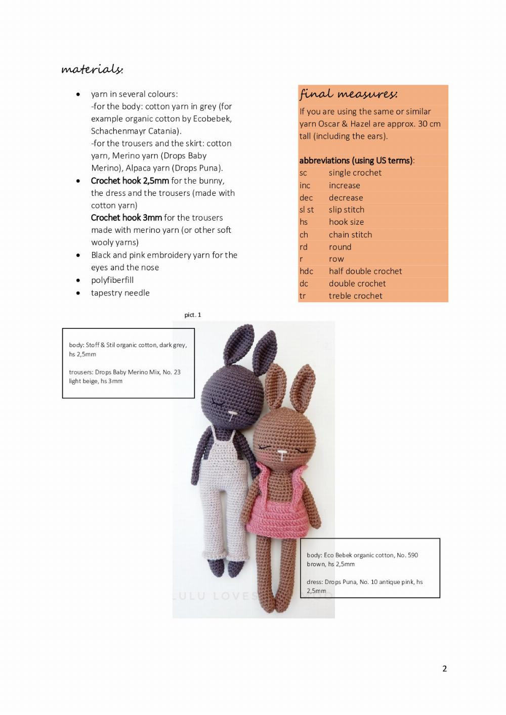 Oscar and Hazel bunny crochet pattern