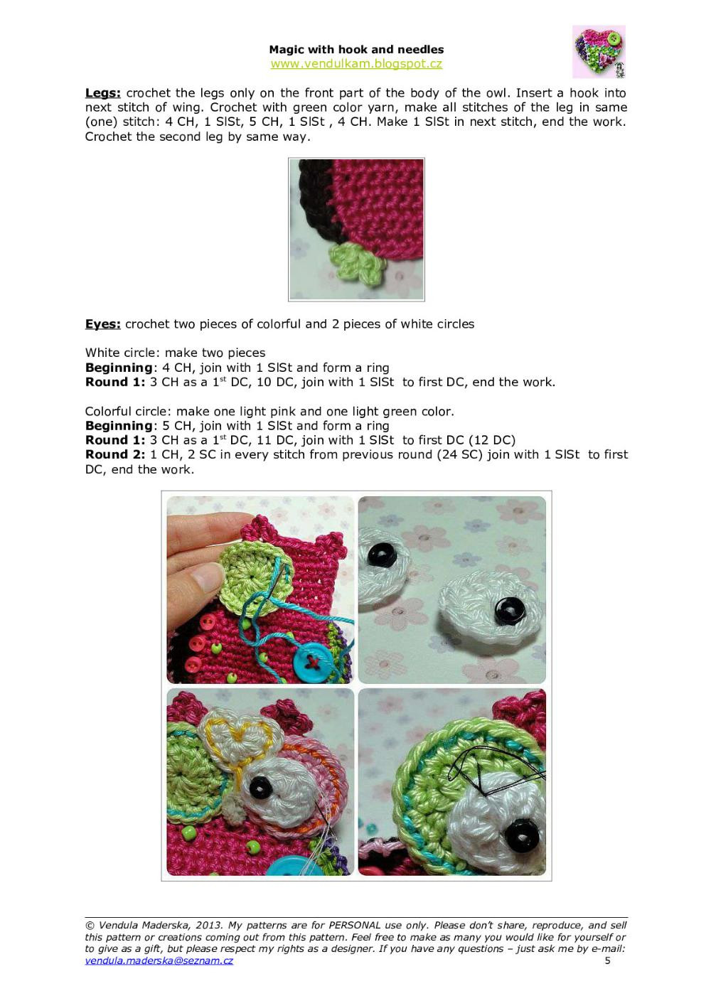 owl pendant crochet pattern