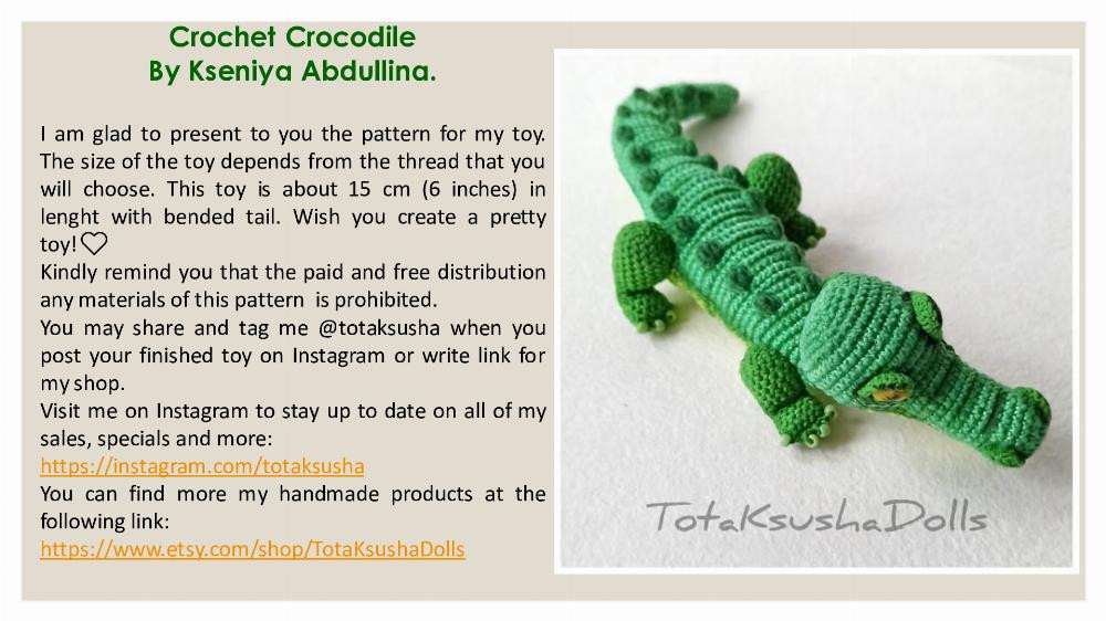 Pattern crochet crocodile