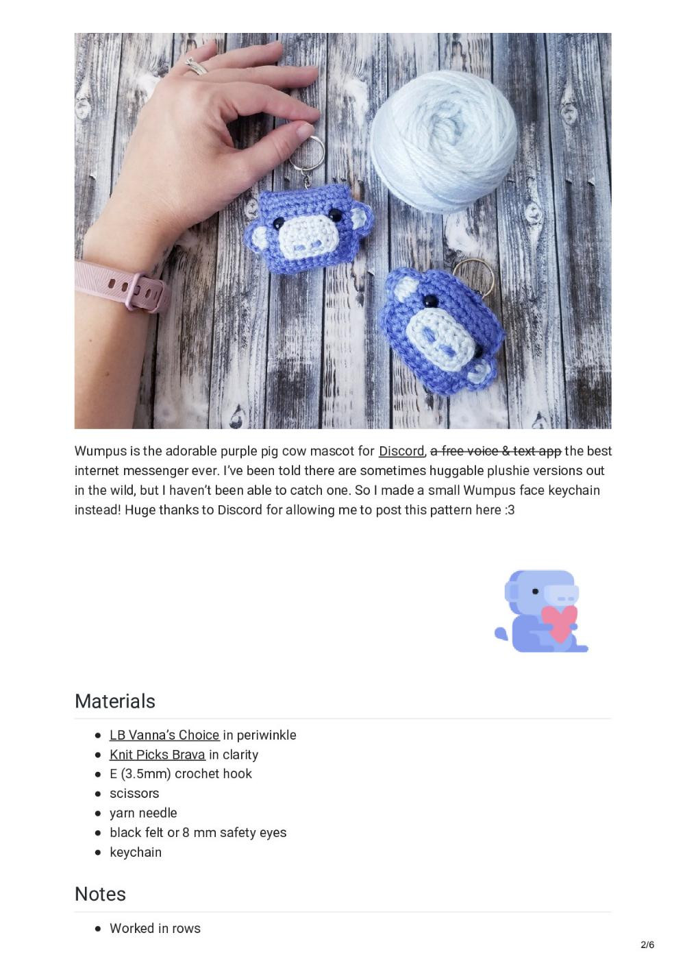 PATTERN: Discord Wumpus Keychain