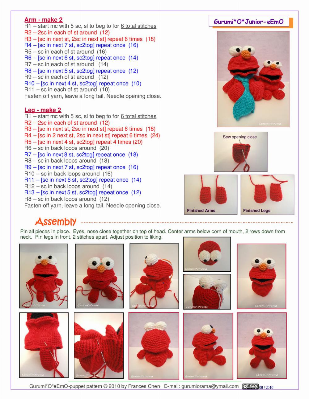 pattern guide Gurumi*O*eEmO-puppets Gurumi*o*rama