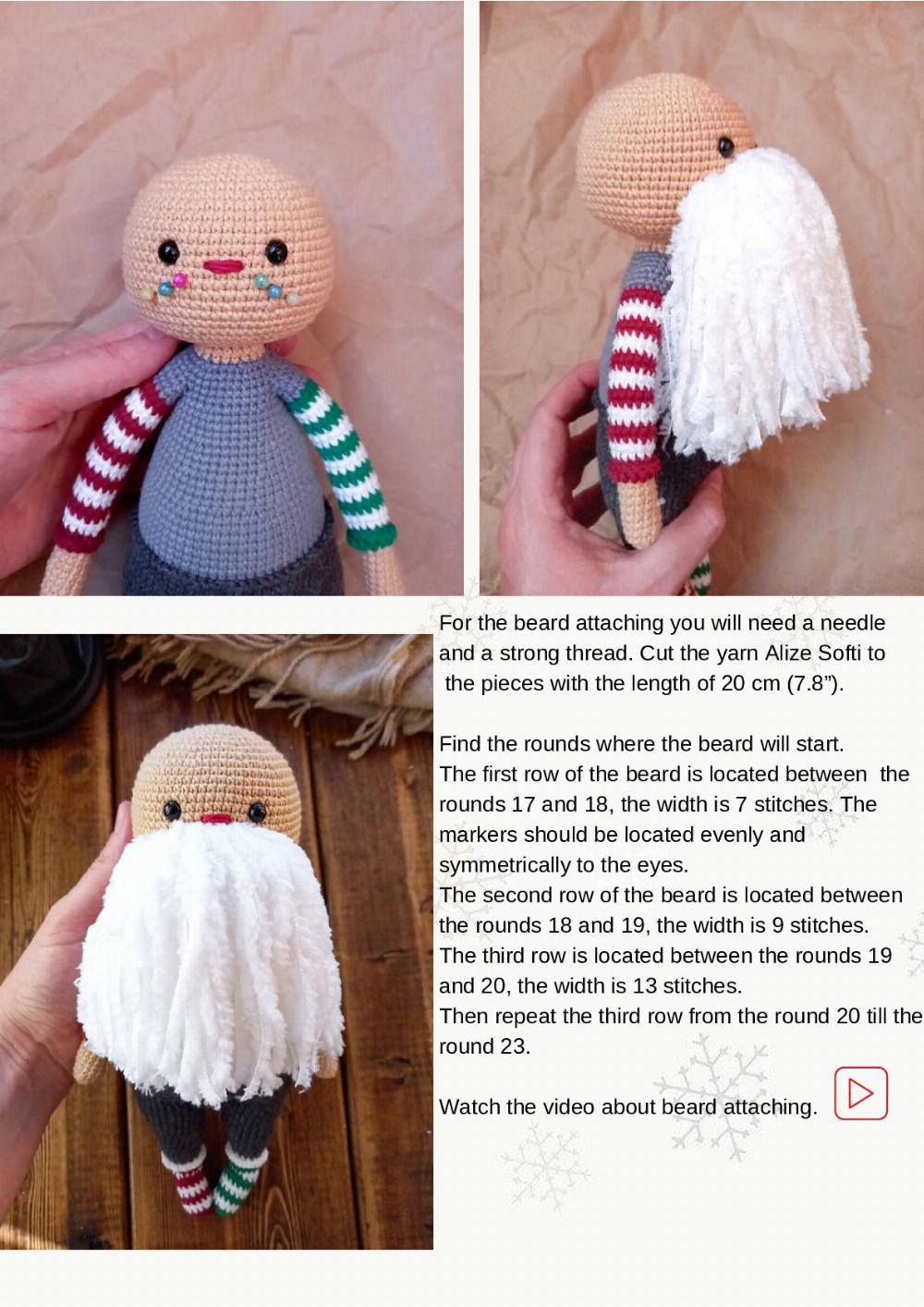 PATTERN Santa Claus white beard santa crochet pattern