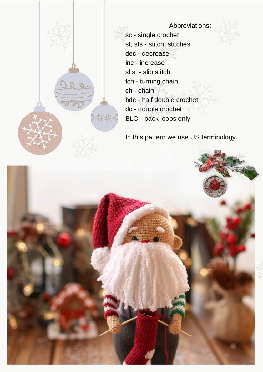 PATTERN Santa Claus white beard santa crochet pattern