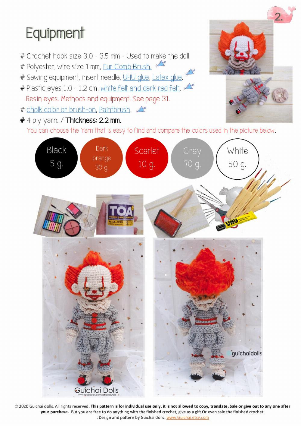 Penny wise clown doll pattern