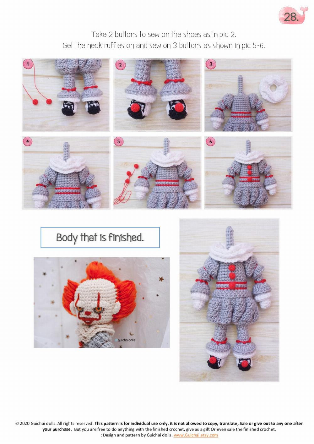 Penny wise clown doll pattern