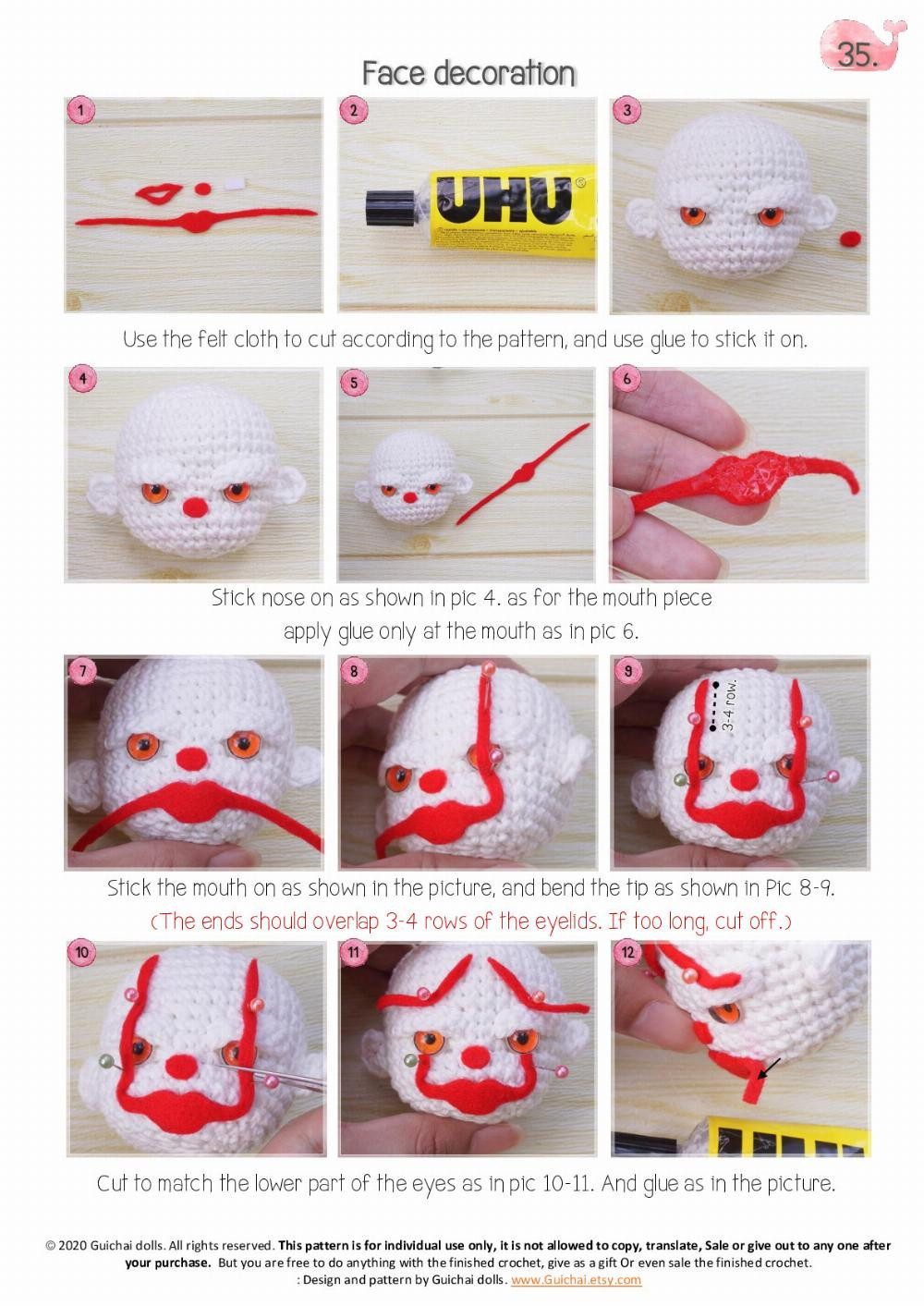 Penny wise clown doll pattern