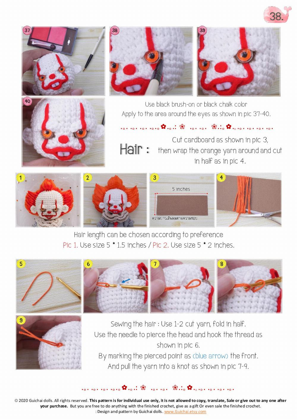 Penny wise clown doll pattern