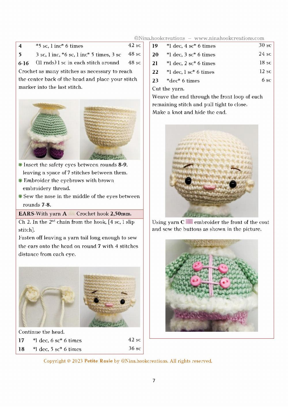 Petite Rosie doll crochet pattern