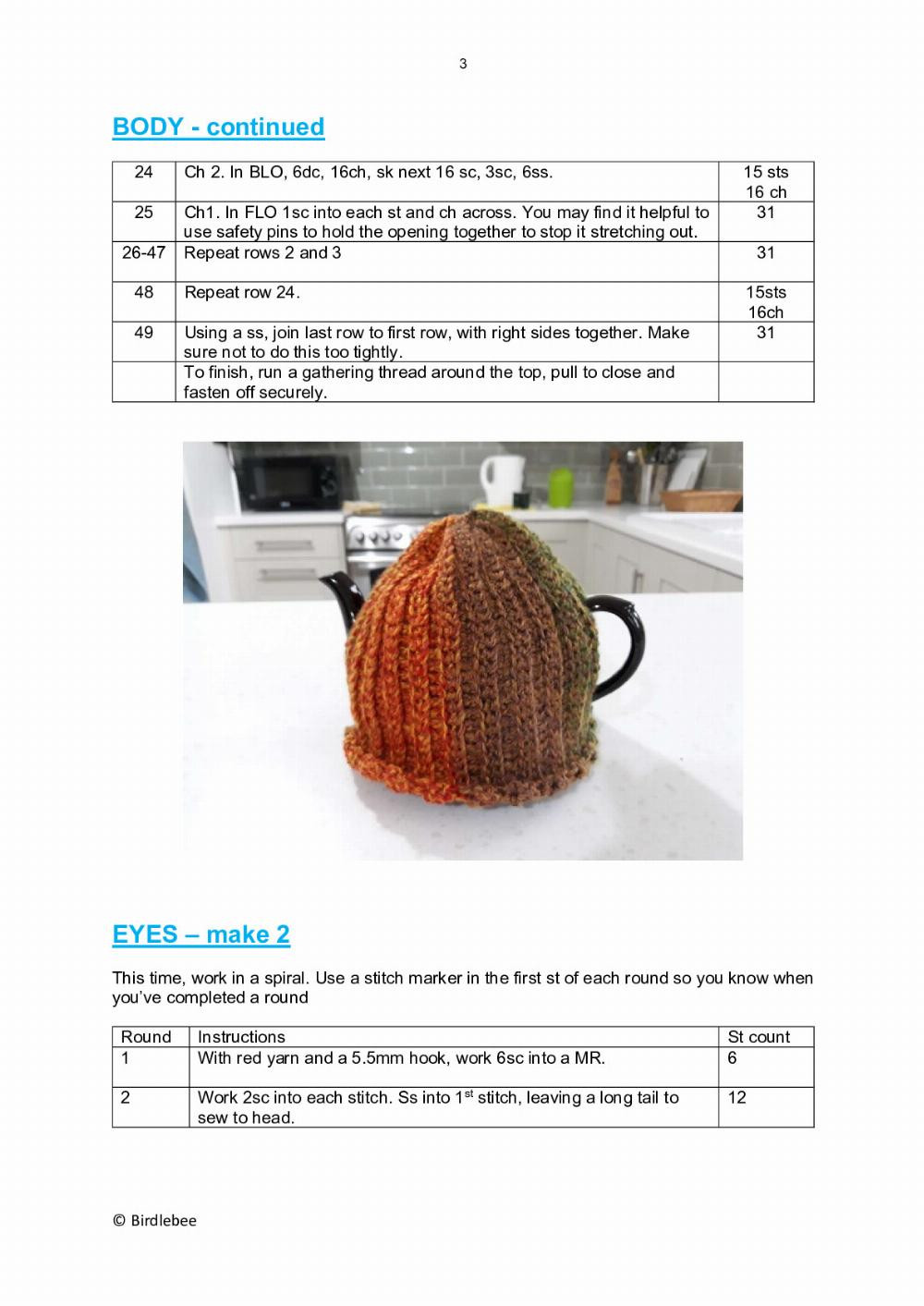 Pheasant Tea Cosy crochet pattern