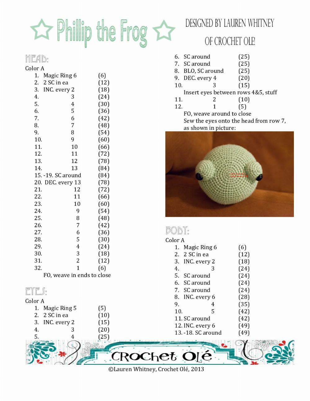 phillip the frog crochet pattern