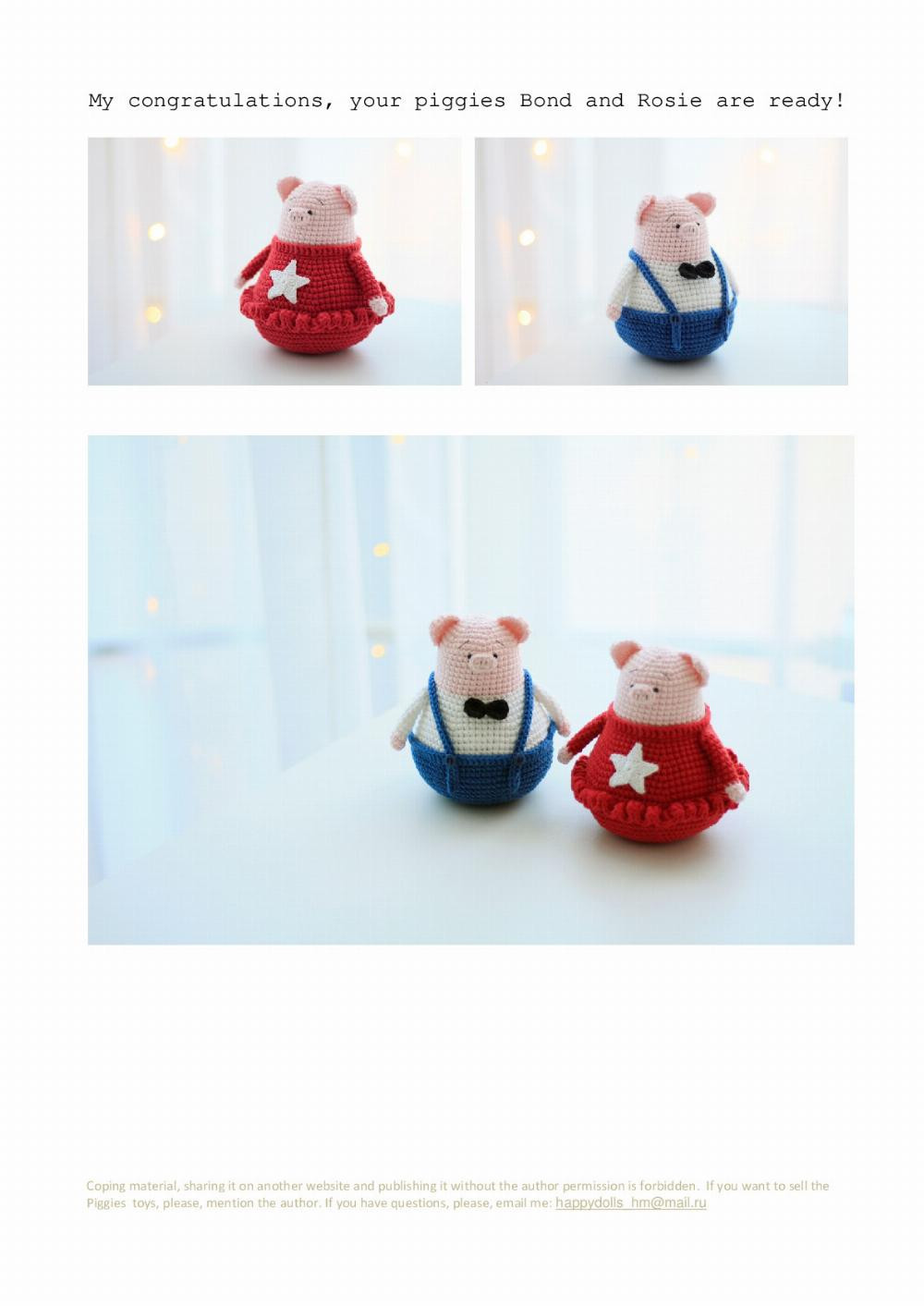 Piggies Bond and Rosie crochet pattern