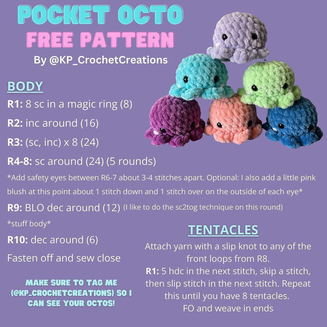 pocket octo free pattern