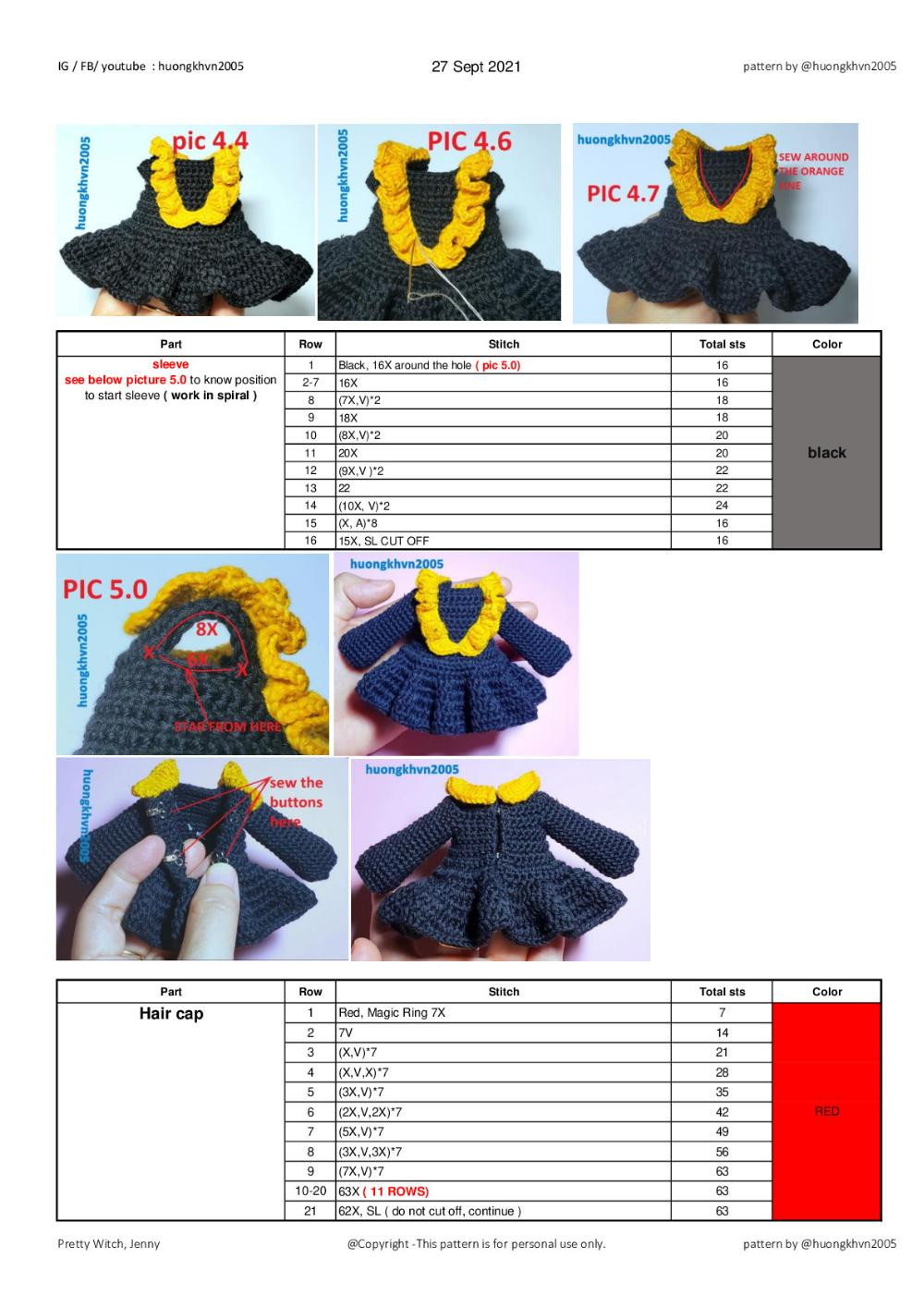 pretty witch ami crochet pattern