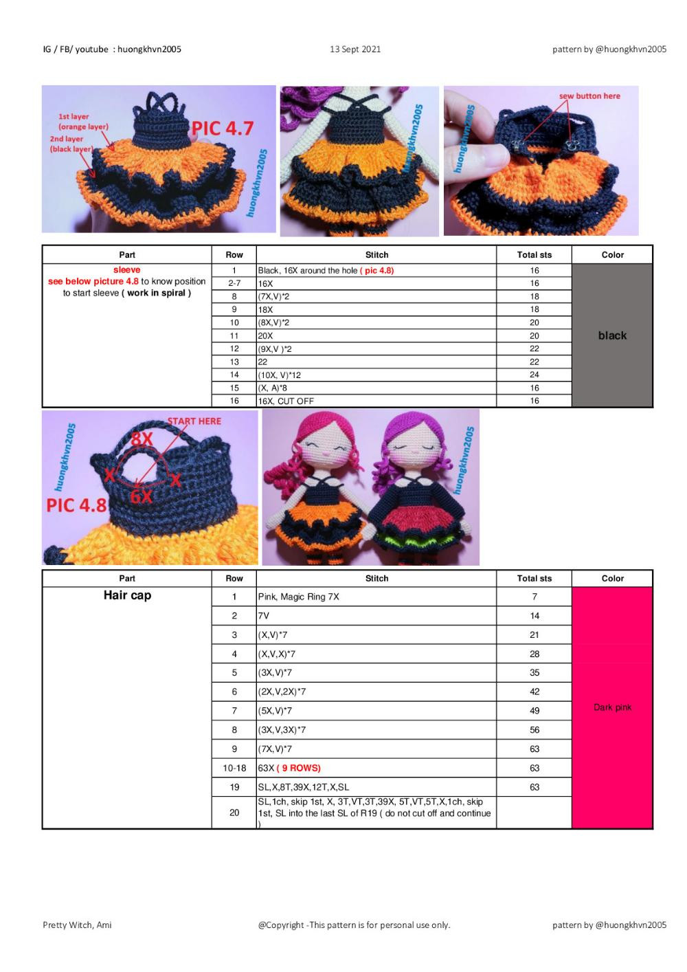 pretty witch ami crochet pattern