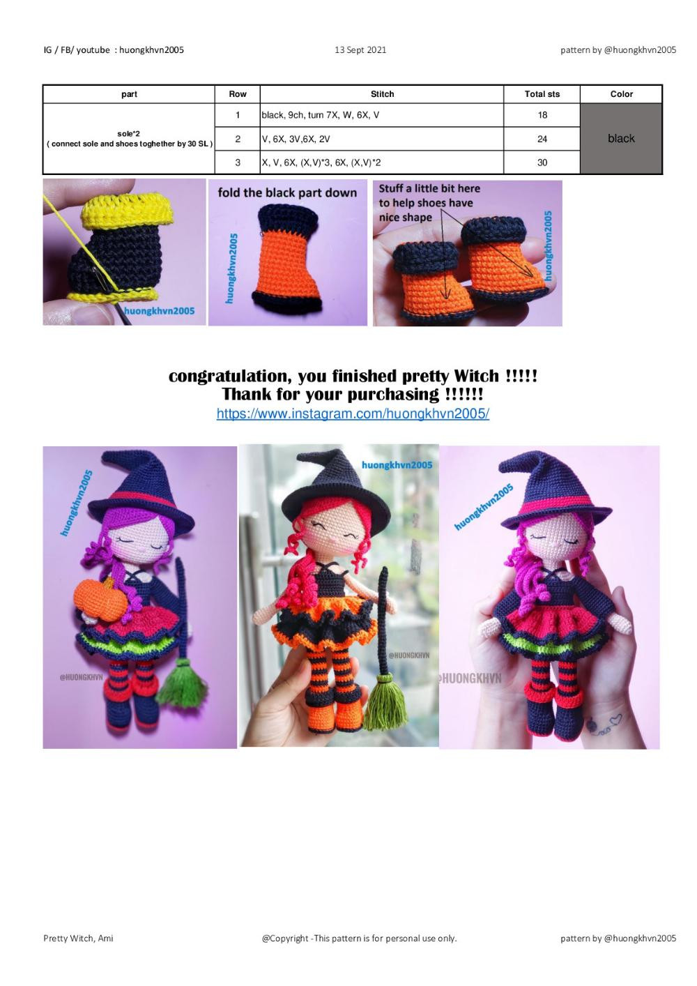 pretty witch ami crochet pattern