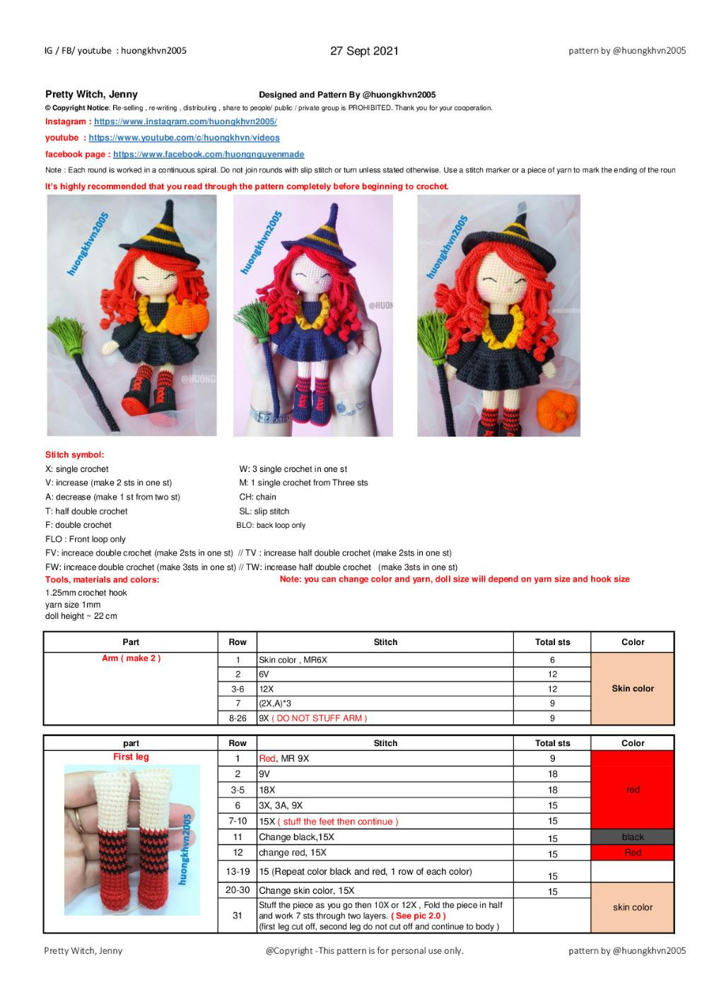 pretty witch ami crochet pattern