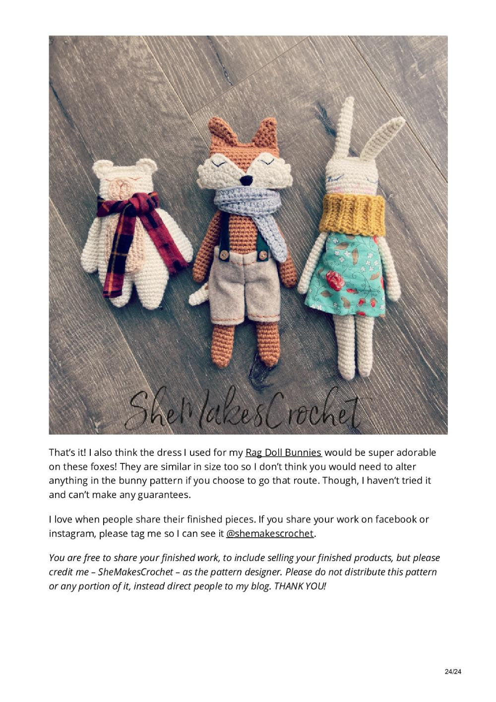 Rag Doll Fox crochet pattern