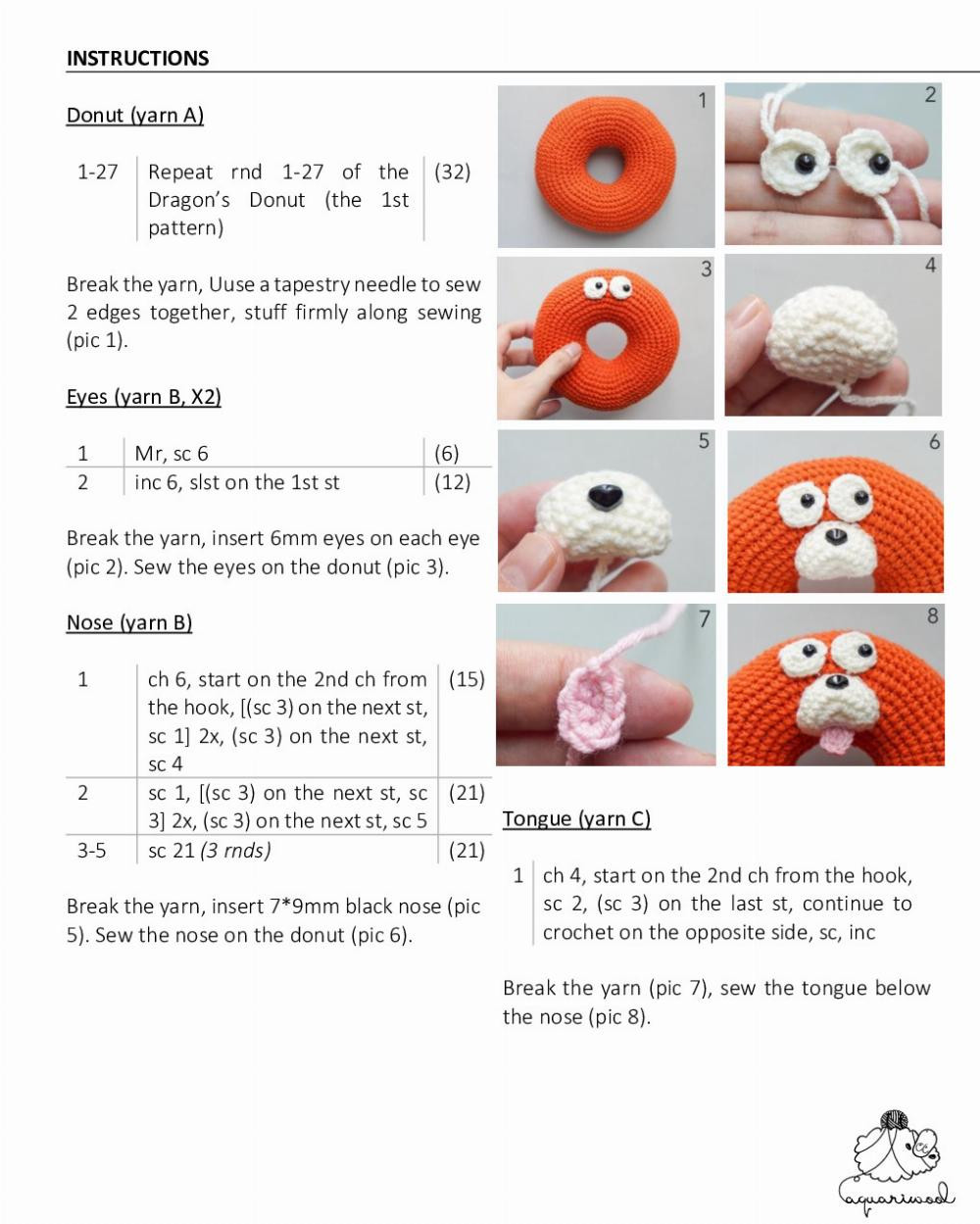 RED PANDA DONUT crochet pattern