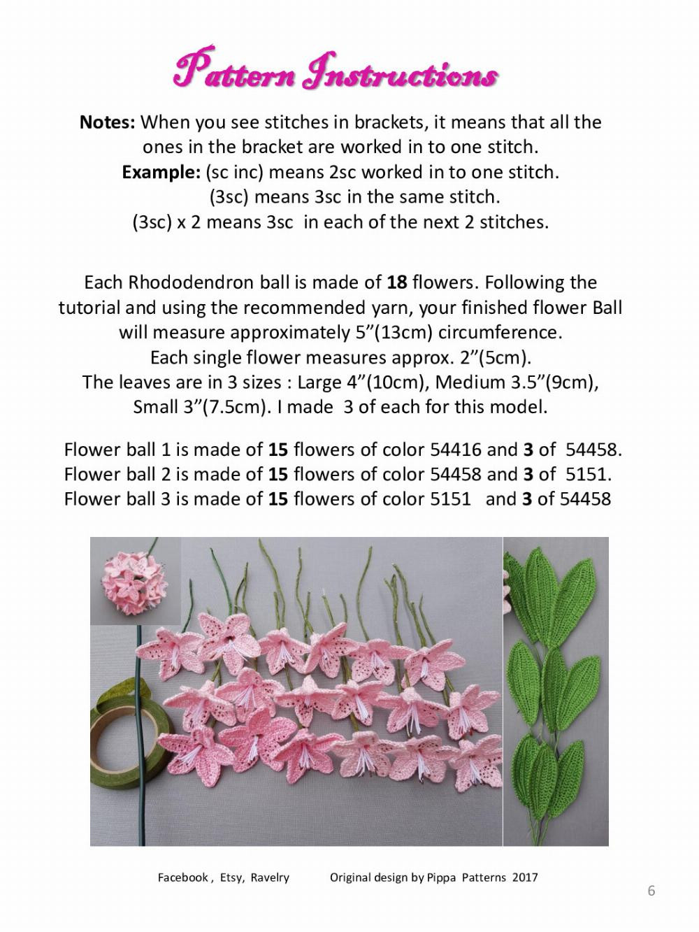 Rhododendron Pattern and instructions