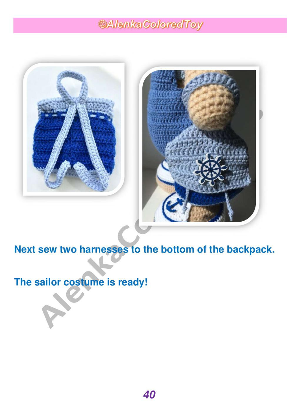 Sailor suit: HAT, SHIRT, OVERALLS, BOOTS. pdf file