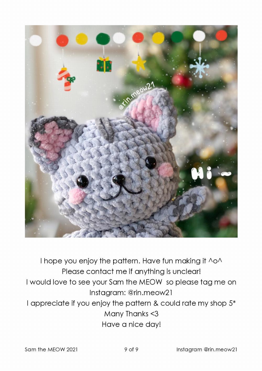 Sam the MEOW cat crochet pattern