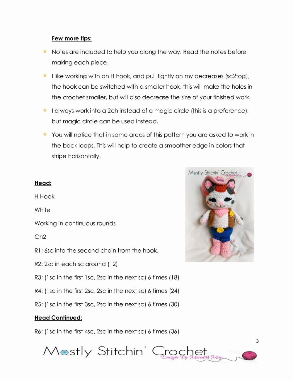 Sheriff Callie Inspired Crochet Pattern (cat)