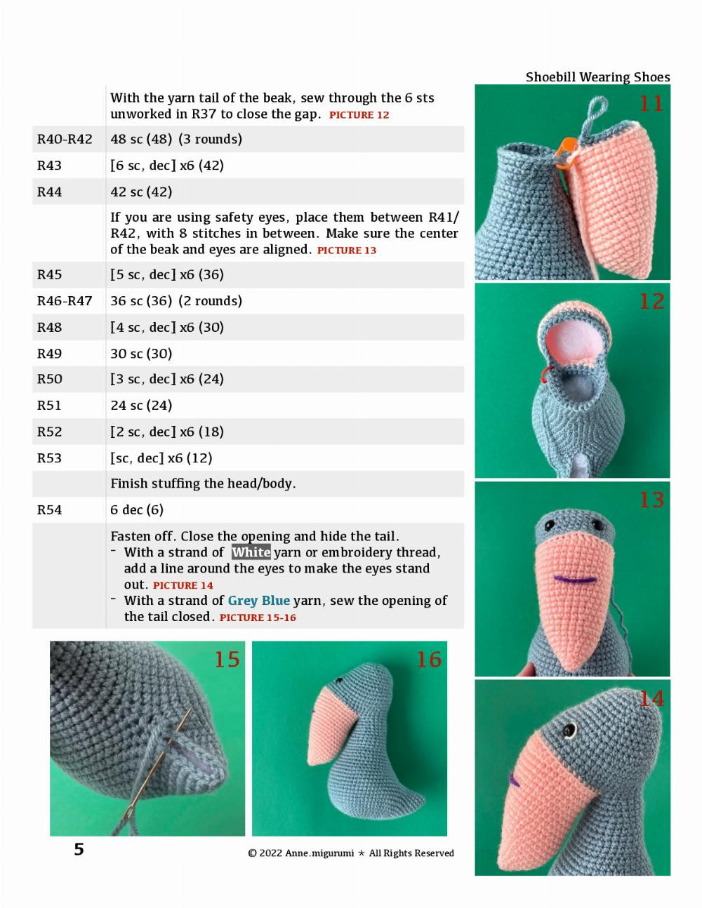 Shoebill Wearing Shoes CROCHET PATTERN