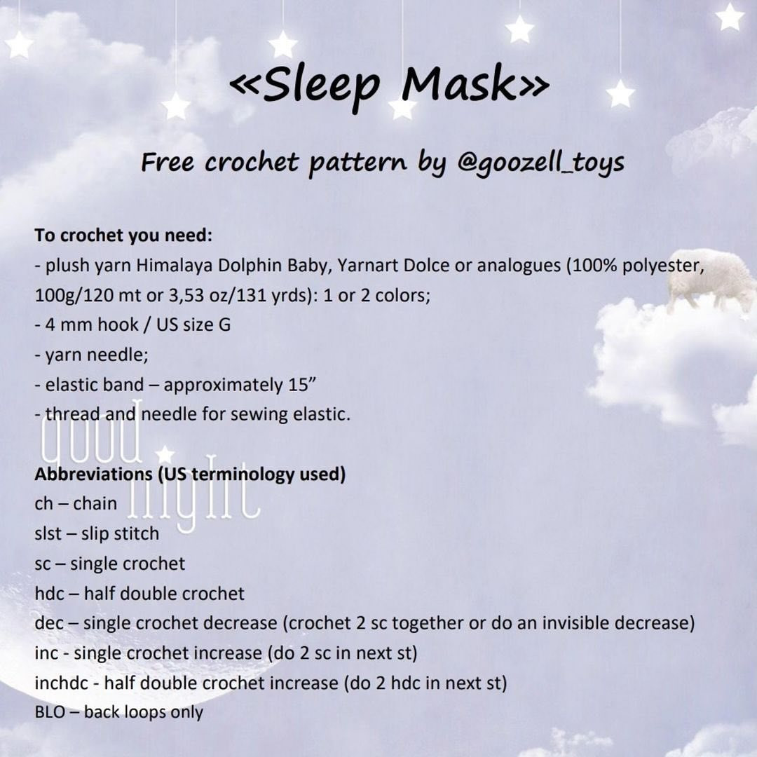 sleep mask free crochet pattern