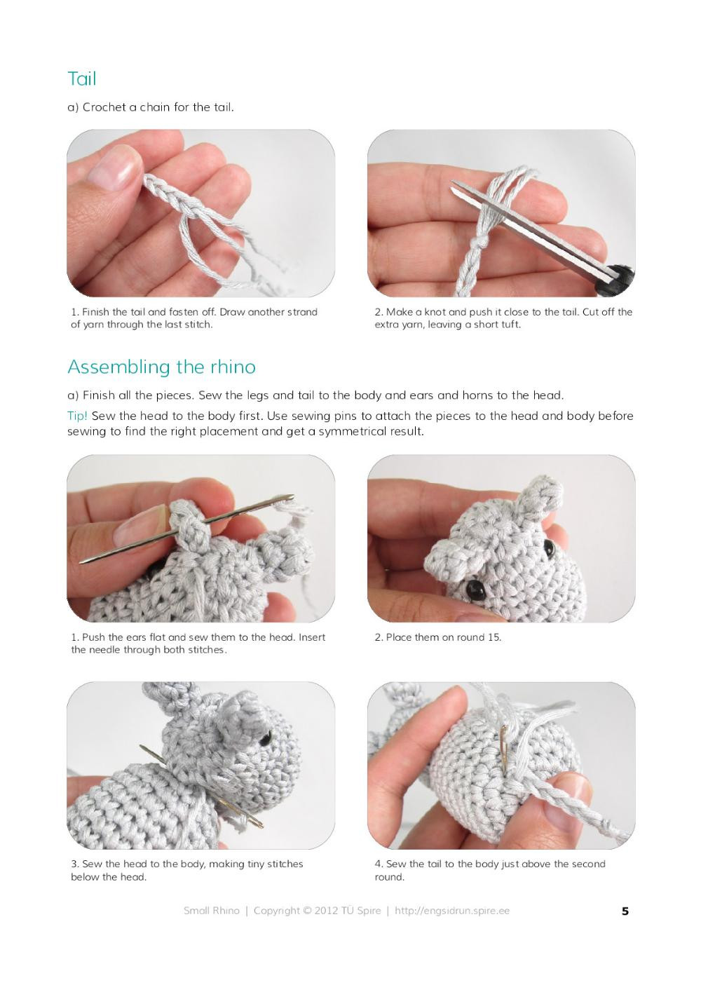 Small Rhinoceros Kristi Tullus crochet pattern