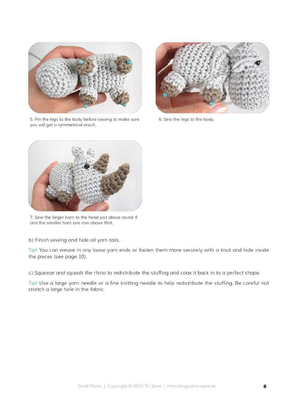 Small Rhinoceros Kristi Tullus crochet pattern