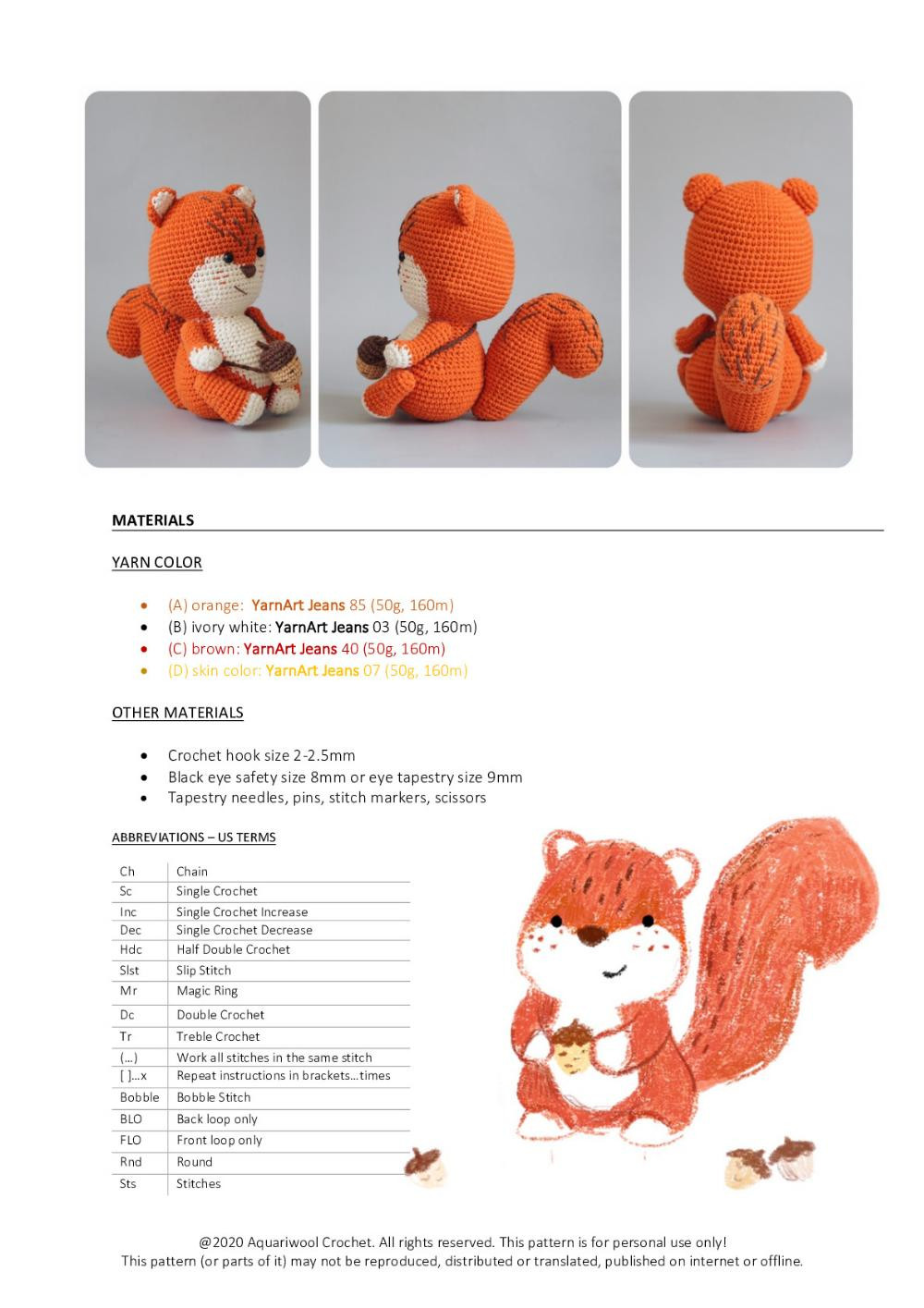 SMURFY THE SQUIRREL crochet pattern