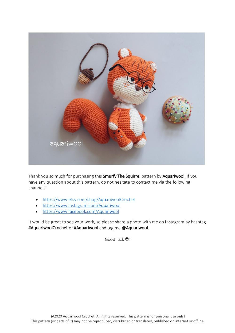 SMURFY THE SQUIRREL crochet pattern