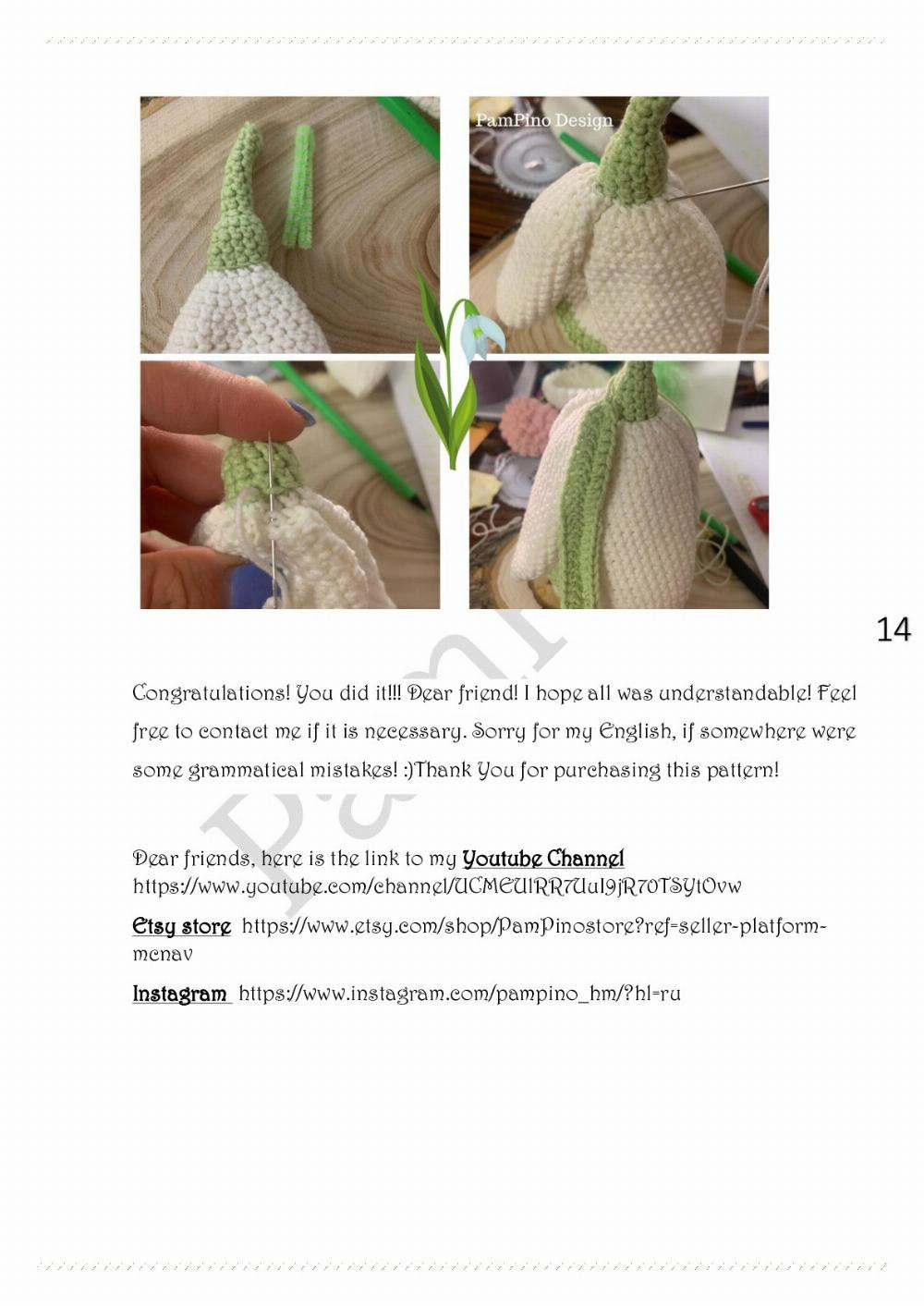 Spring Snowdrop gnome pattern